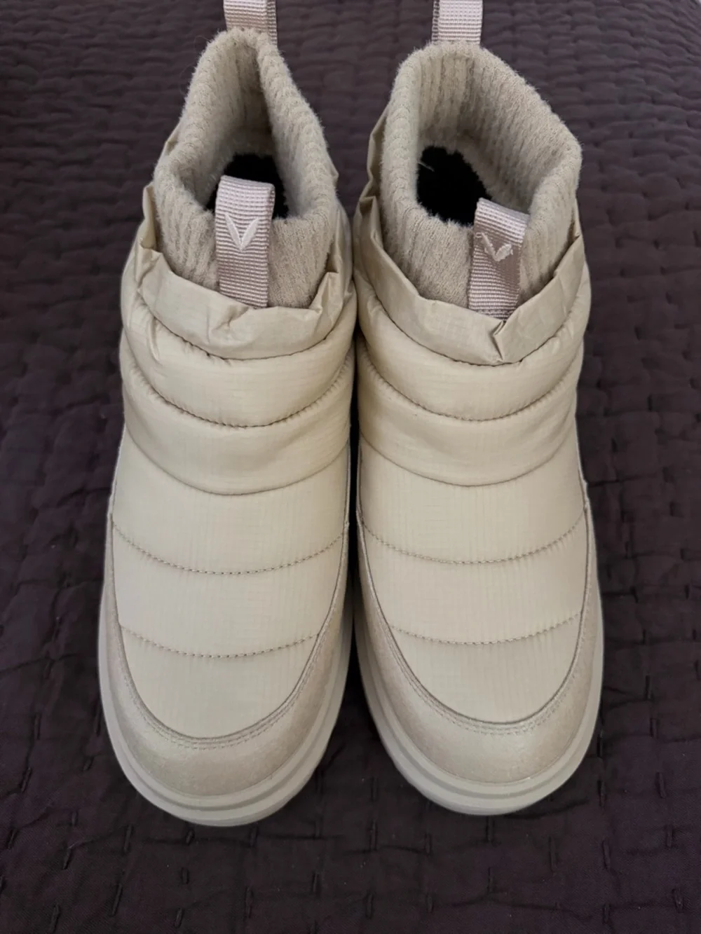 NEW! Viviana Quilted Slip-On Winter Booties in Beige